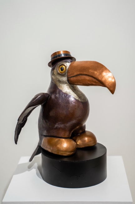 copper bird sculpture